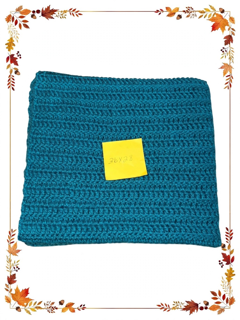 Handmade Teal Crochet Blanket-36x28